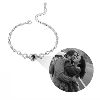 Personalized Heart Photo Projection Bracelet I Love You in 100 Languages