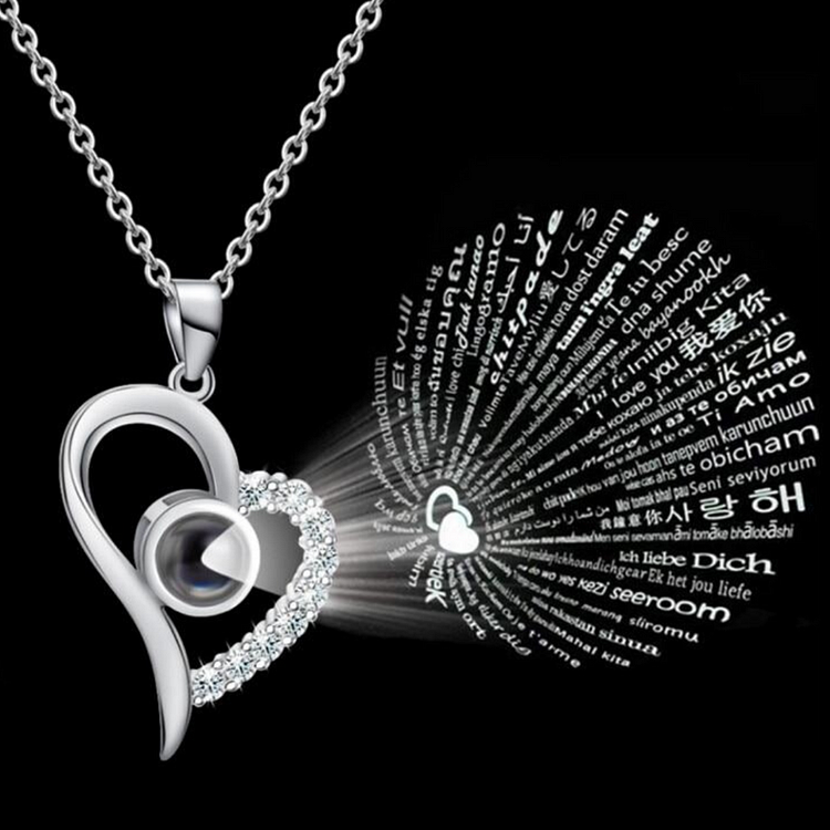 I Love You in 100 Languages Creative Heart Necklace