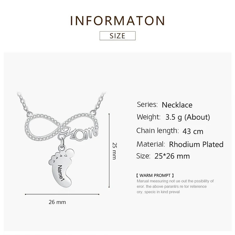 Infinity Baby Feet Necklace