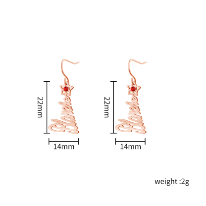 Christmas tree name earrings