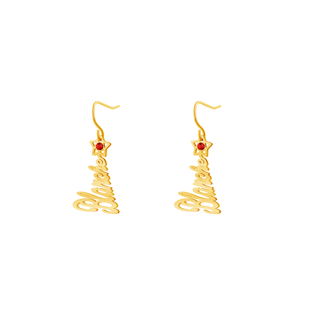 Christmas tree name earrings