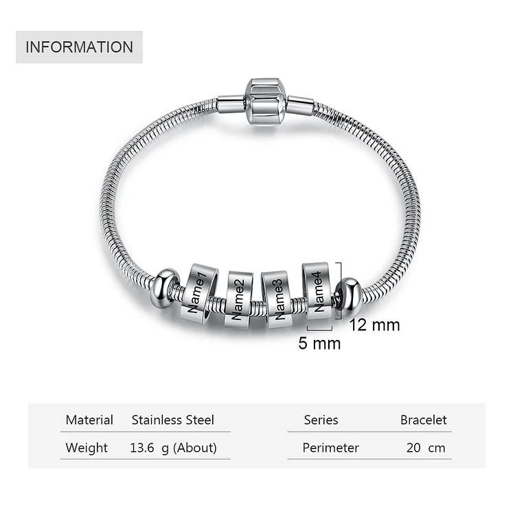 Men Snake Chain Bracelet with Beads