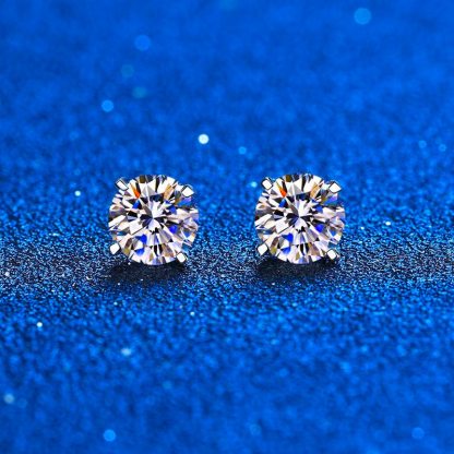 Moissanite Solitaire Round Stud Earrings Set