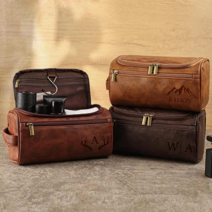 Personalized Toiletry Bag Engrave Name and Initials Personalized Gifts for Father's Day Monther's Day Birthday