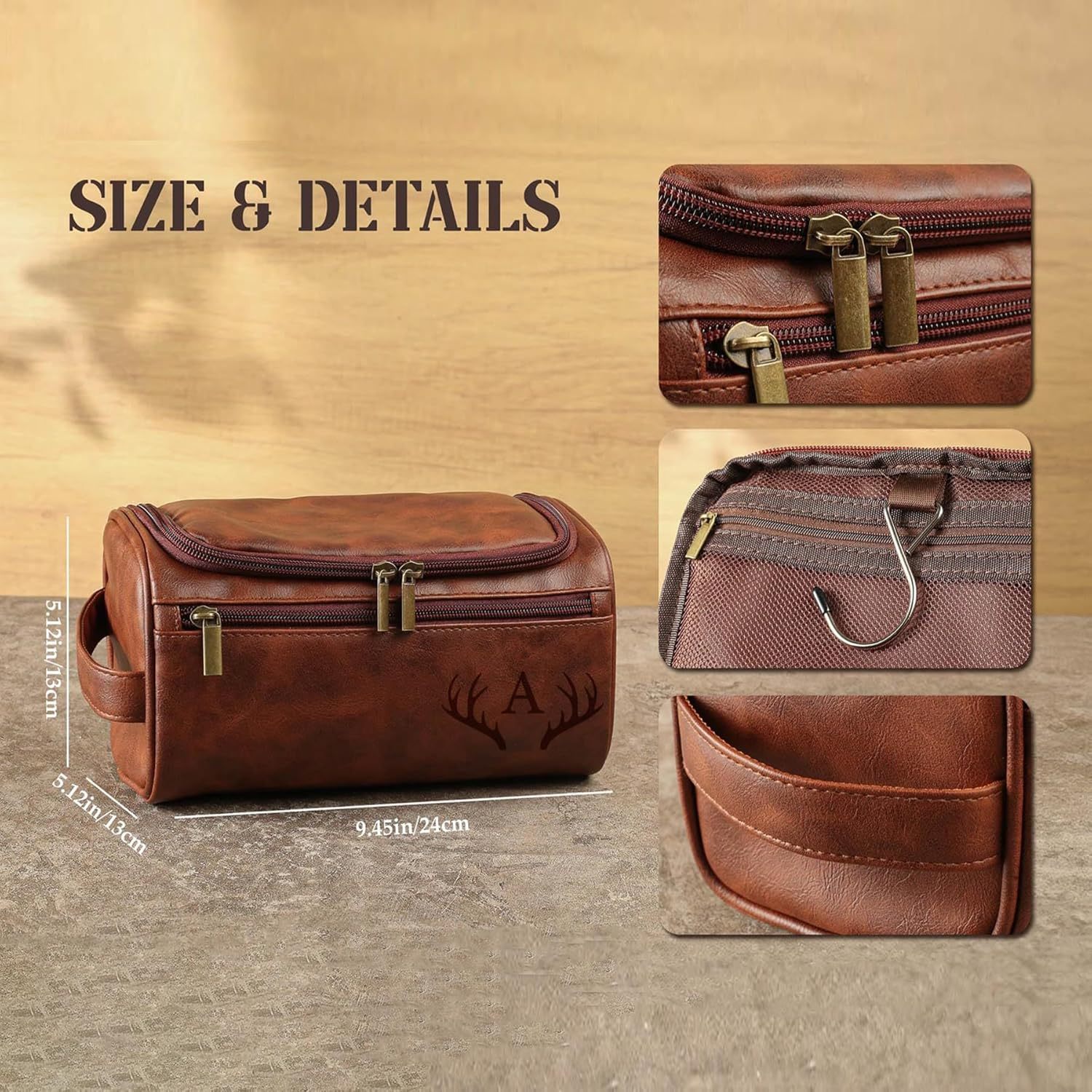 Personalized Toiletry Bag Engrave Name and Initials Personalized Gifts for Father's Day Monther's Day Birthday