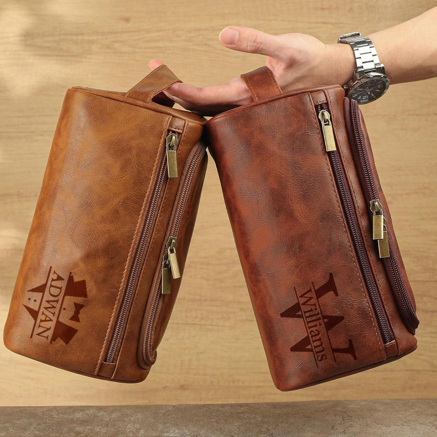 Personalized Toiletry Bag Engrave Name and Initials Personalized Gifts for Father's Day Monther's Day Birthday