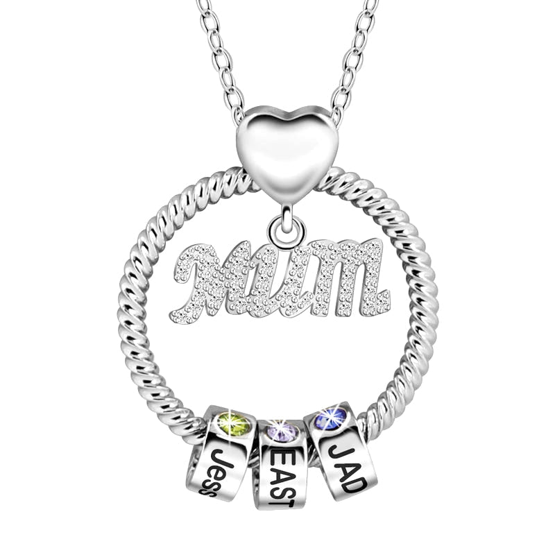 Personalized Circle Pendant with Custom Beads Birthstone Pendant Necklace