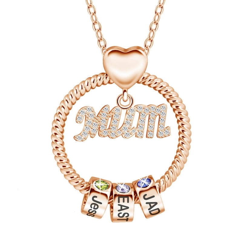 Personalized Circle Pendant with Custom Beads Birthstone Pendant Necklace