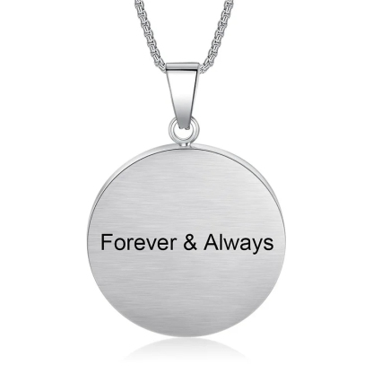 Personalized Photo Necklace Round Pendant With Engraving