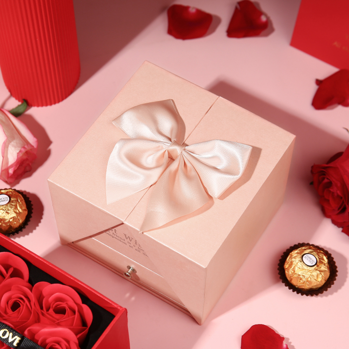 Pink Rose Exquisite Jewelry Box Storage Box Valentine's Day Gift Packaging Box