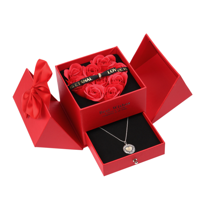 Red Rose Exquisite Jewelry Box Storage Box Valentine's Day Gift Packaging Box