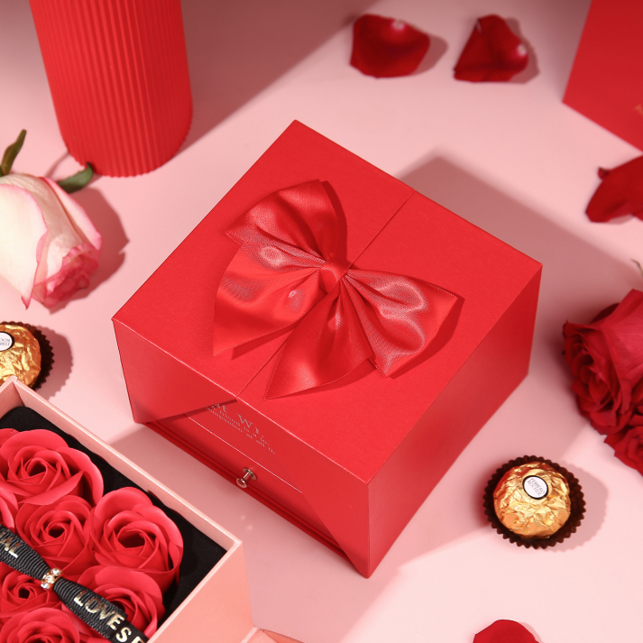 Red Rose Exquisite Jewelry Box Storage Box Valentine's Day Gift Packaging Box
