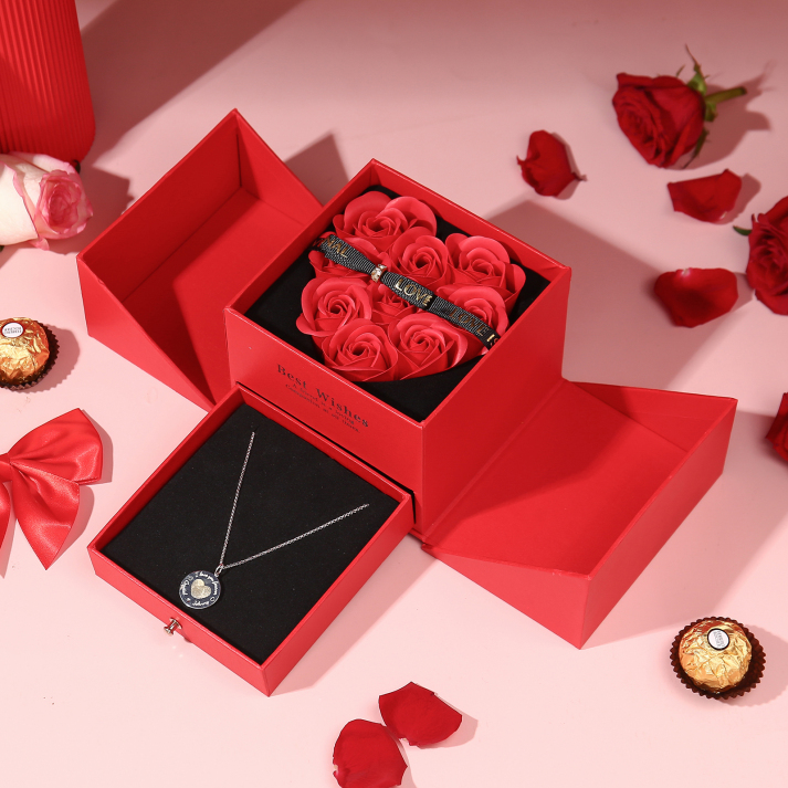 Red Rose Exquisite Jewelry Box Storage Box Valentine's Day Gift Packaging Box