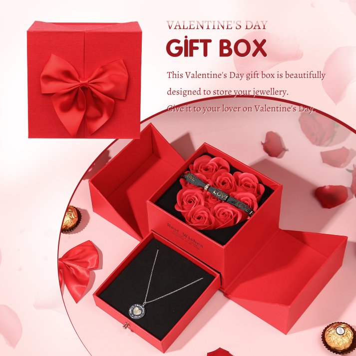 Red Rose Exquisite Jewelry Box Storage Box Valentine's Day Gift Packaging Box