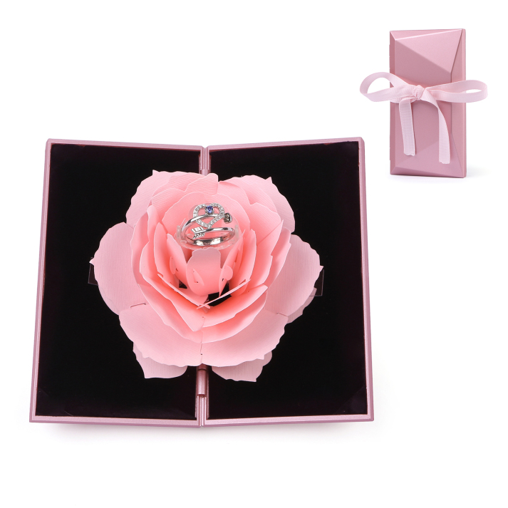 Ring Gift Box Elegant Rose Design Romantic Gift for Her
