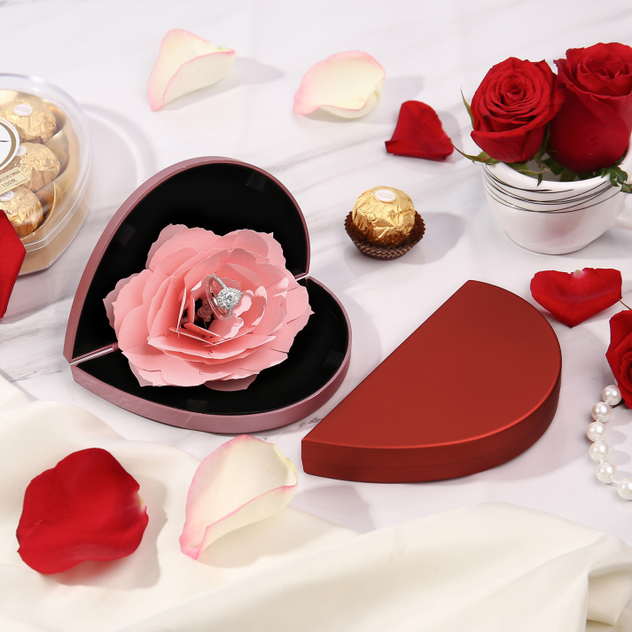 Ring Gift Box Rose Exquisite Jewelry Box Valentine's Day Gift Packaging Box