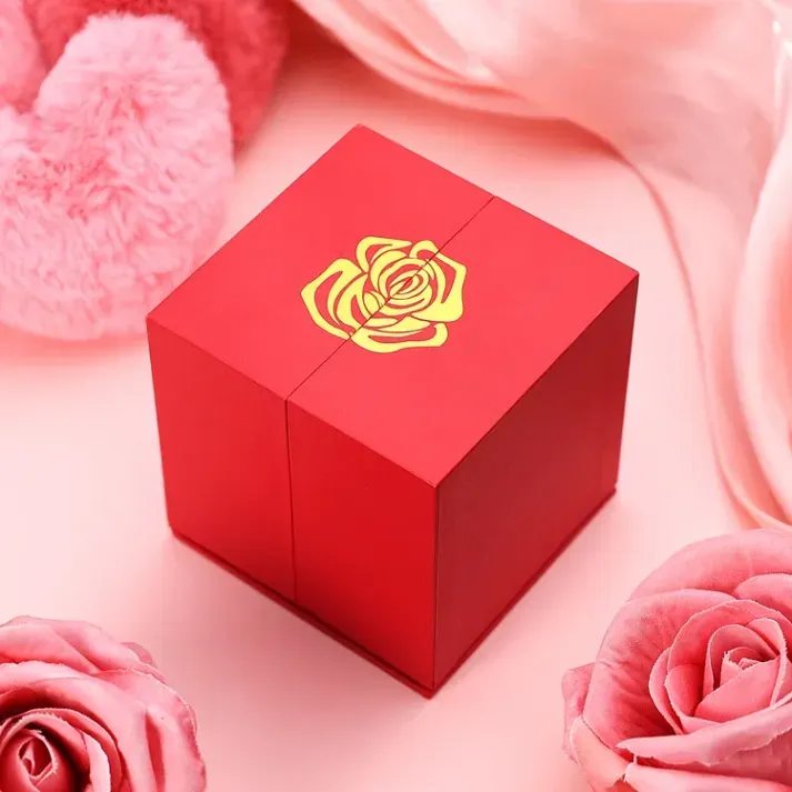 Rose Ring Box Red Jewelry Gift Box Ring Packaging Box