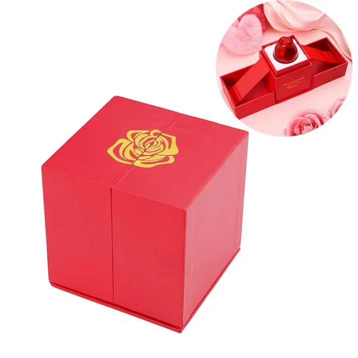 Rose Ring Box Red Jewelry Gift Box Ring Packaging Box