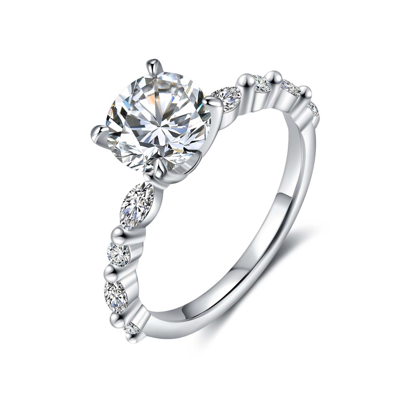 Round Cut Moissanite Diamond Ring Engagement Ring Set