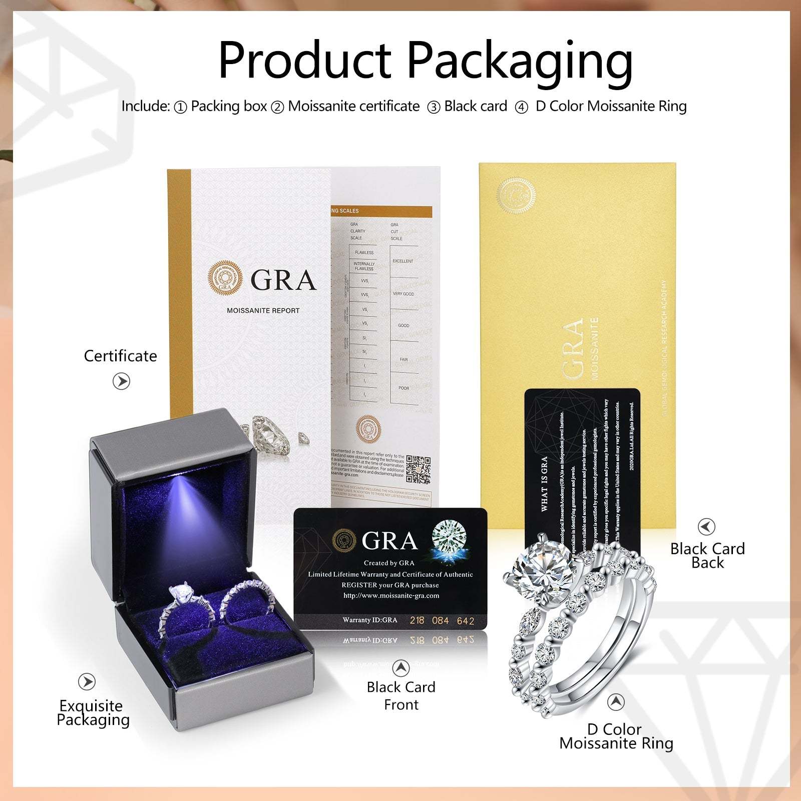 Round Cut Moissanite Diamond Ring Engagement Ring Set