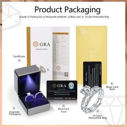 Round Cut Moissanite Diamond Ring Engagement Ring Set