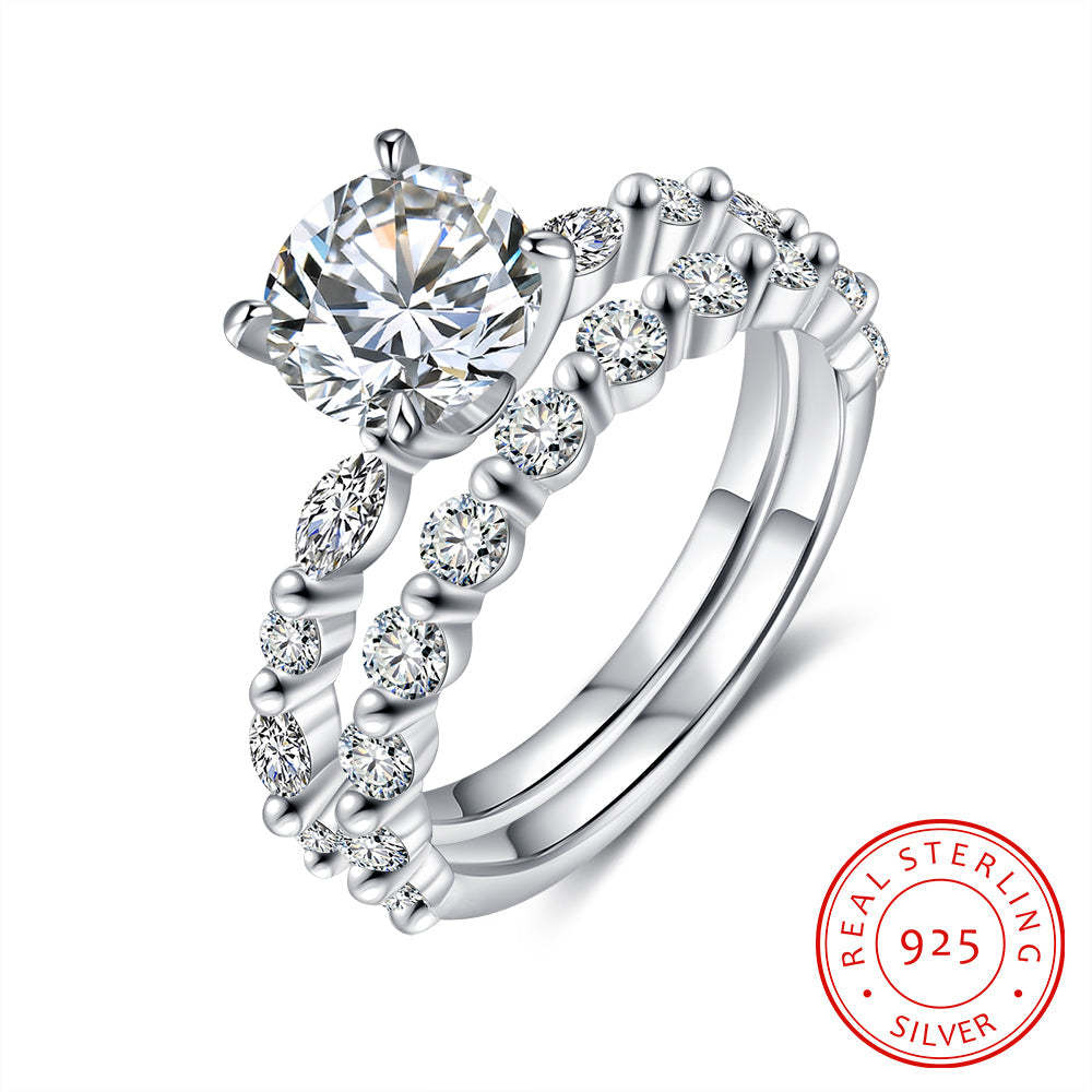 Round Cut Moissanite Diamond Ring Engagement Ring Set