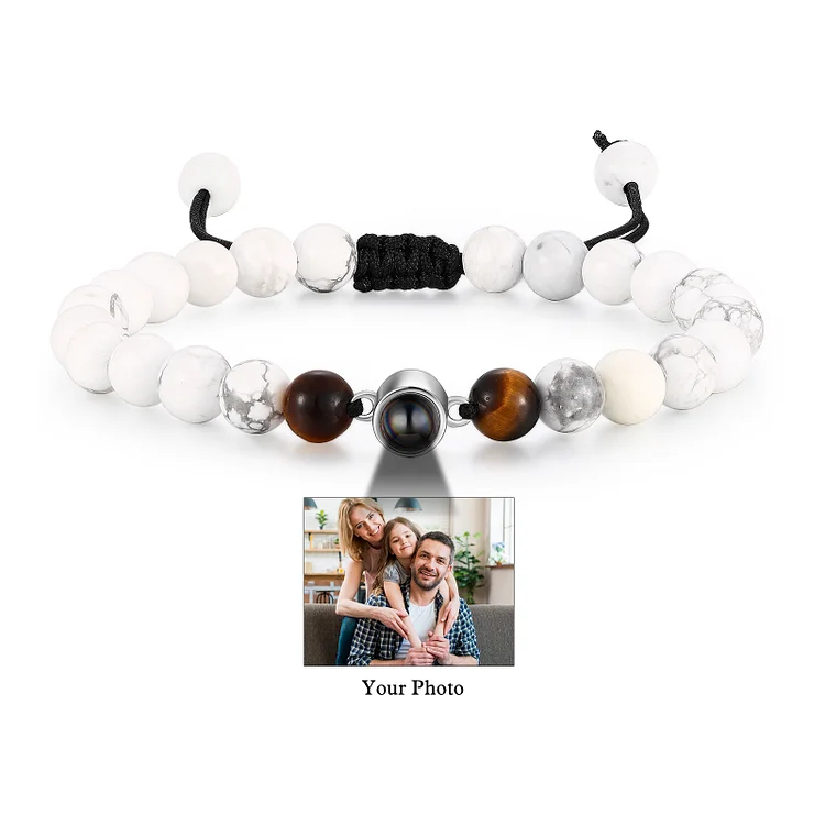 Tiger Eye Personalized Photo Projection Bracelet Couple Bracelet