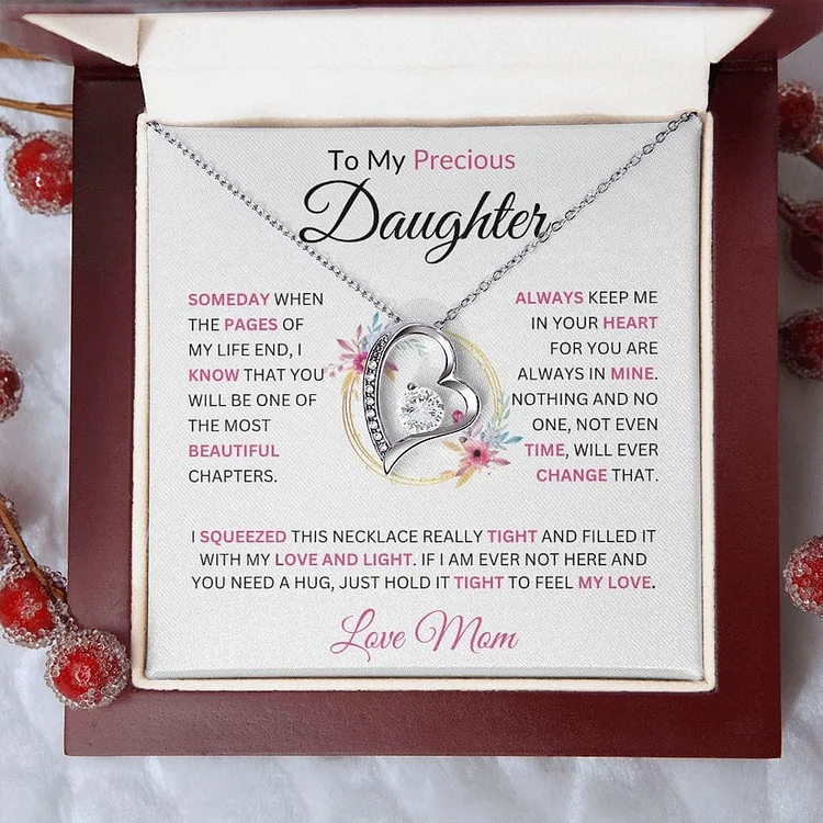 To My Daughter Heart Necklace Mom to Daughter Necklace - Always Keep Me In Your Heart