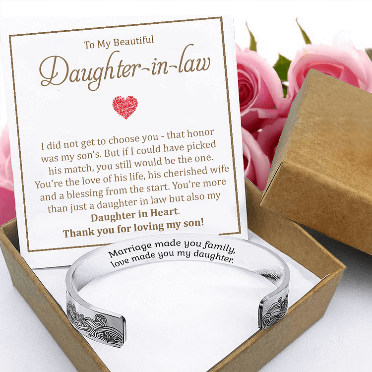 To My Daughter in Law Cuff Bracelet "Thank You For Loving My Son"
