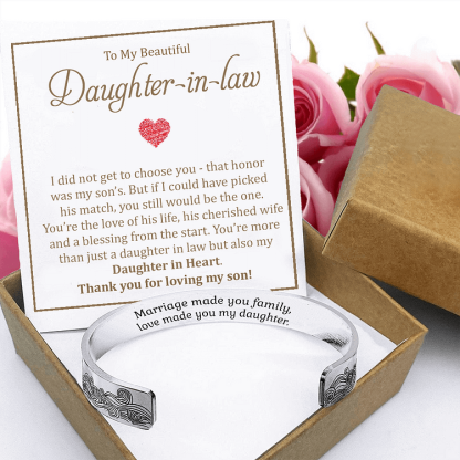 To My Daughter in Law Cuff Bracelet "Thank You For Loving My Son"