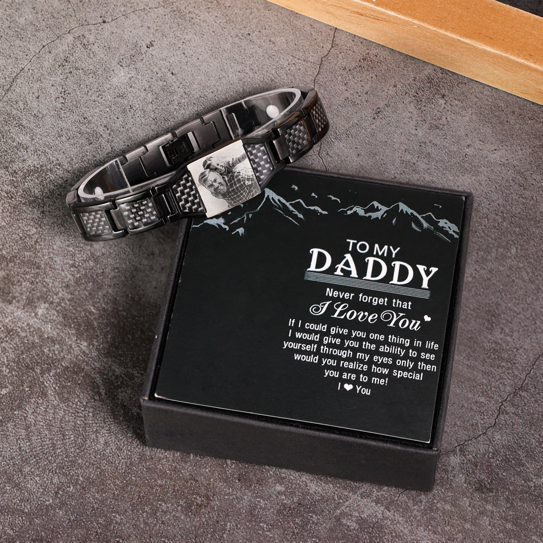 Custom Men Magnetic Bracelet Personalized Photo Bracelet for Him