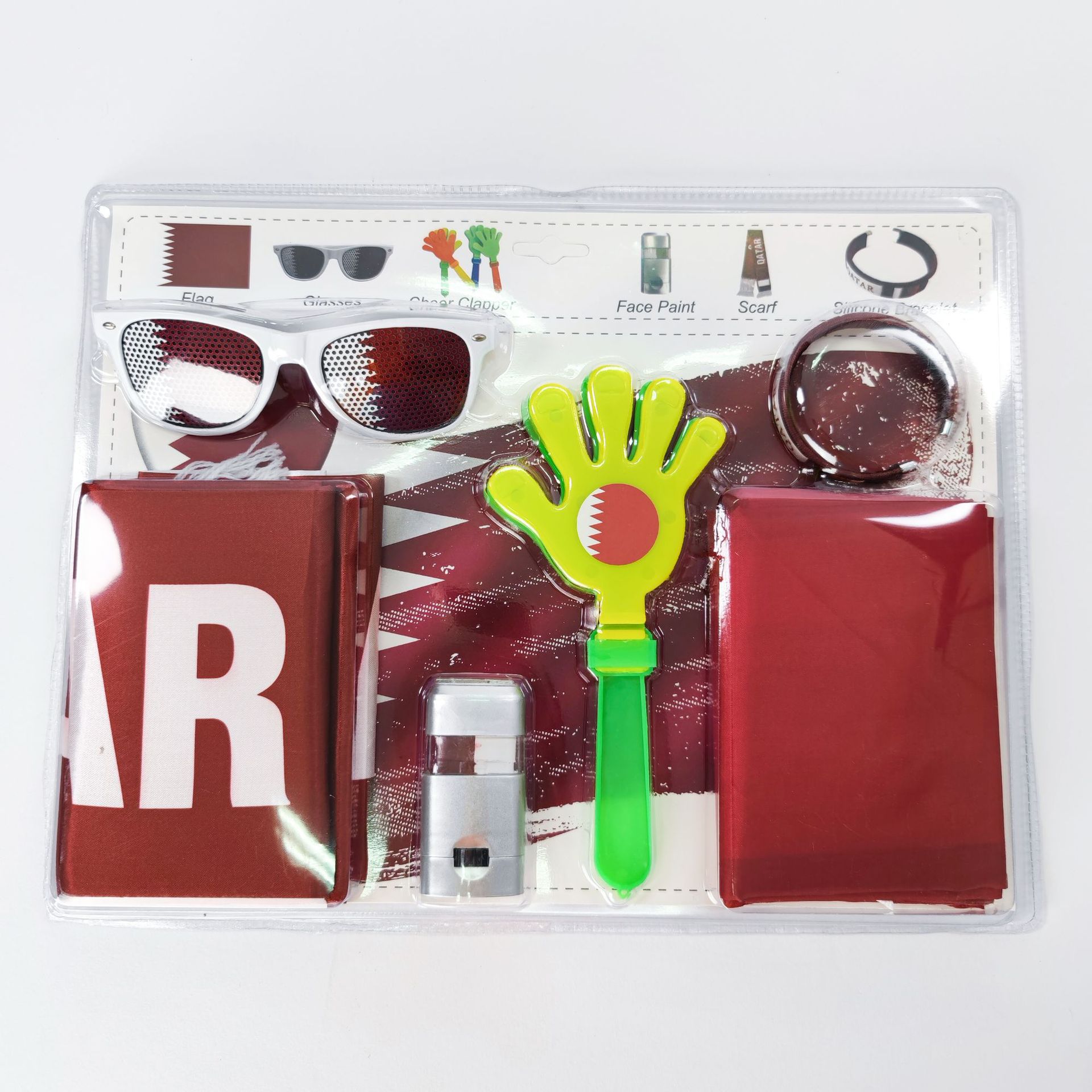World Cup Cheering Kit Flag Football Scarf Fan Glasses Face Paint