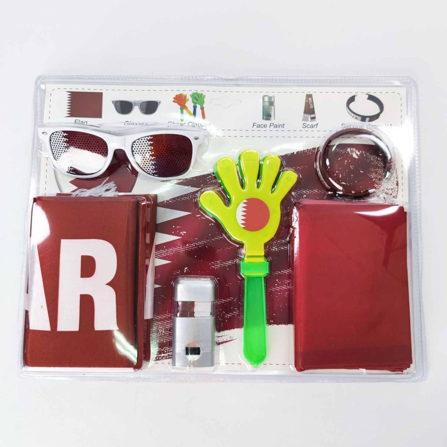 World Cup Cheering Kit Flag Football Scarf Fan Glasses Face Paint