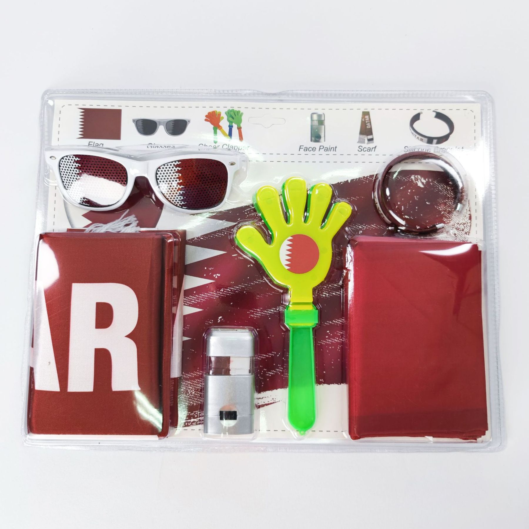 World Cup Cheering Kit Flag Football Scarf Fan Glasses Face Paint