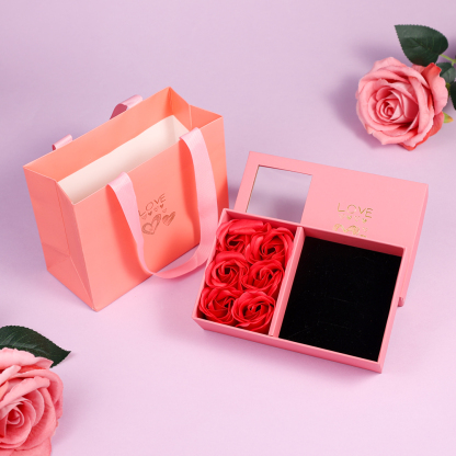 Enchanted Rose Jewelry Box Gift Package Black Pink