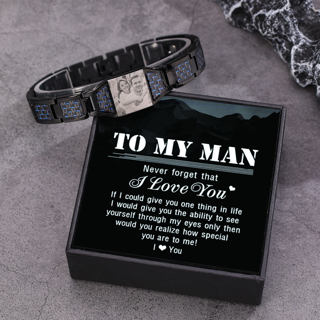 Custom Men Magnetic Bracelet Personalized Photo Bracelet for Him