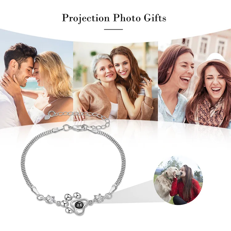 I Love You in 100 Languages Paw Pendant Projection Bracelet