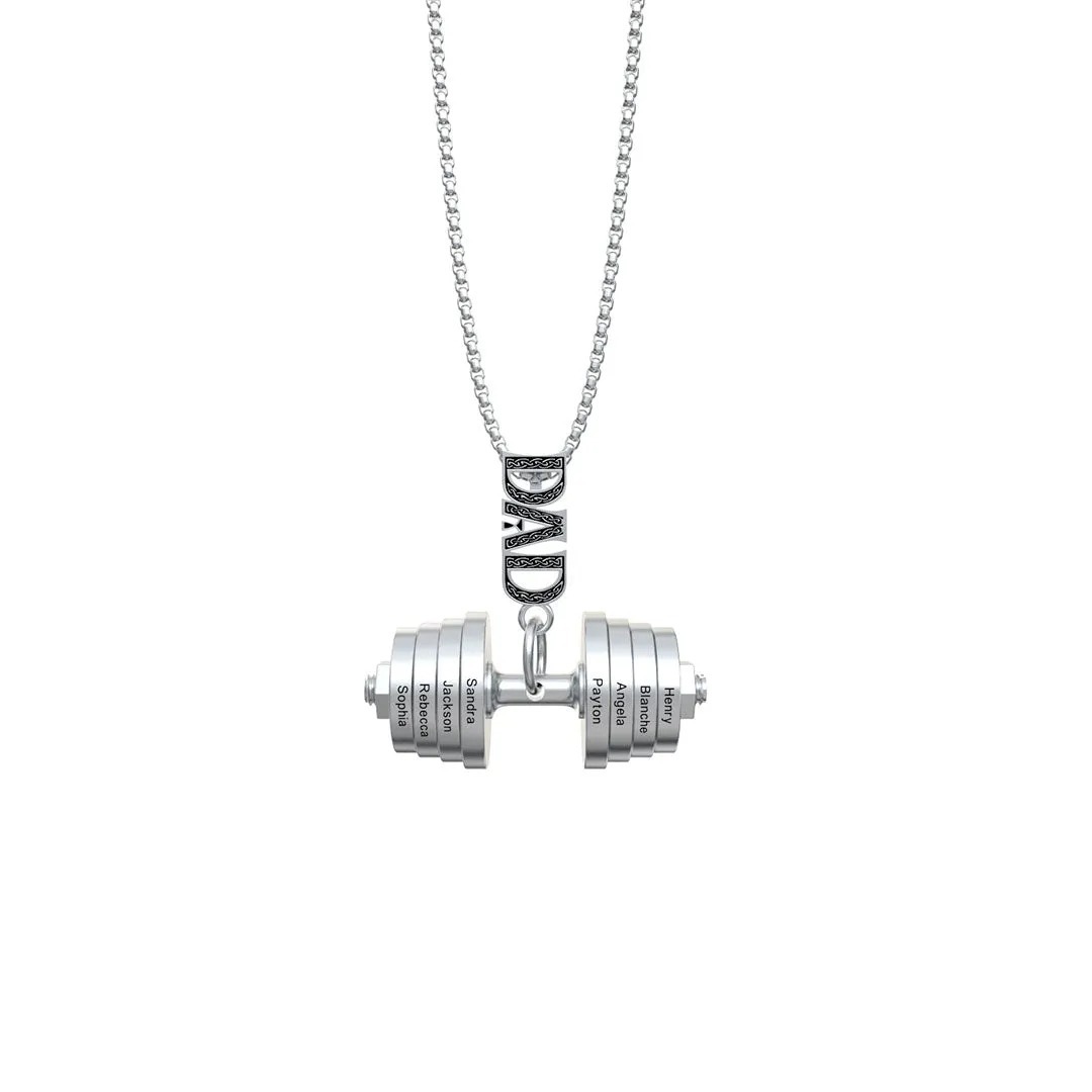  "You Be Fearless Be Strong" Custom Dumbbell Diamond Name Necklace