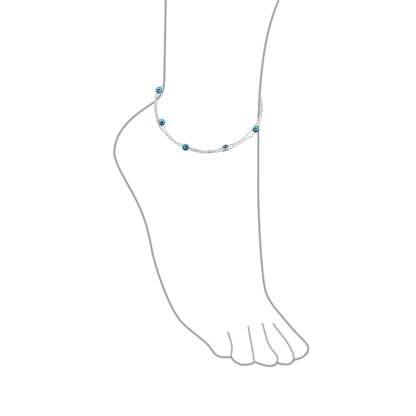 Graduation Gift Minimalist 2 Chain Row Multi Color Blue Evil Eyes Charm Anklet Bracelet