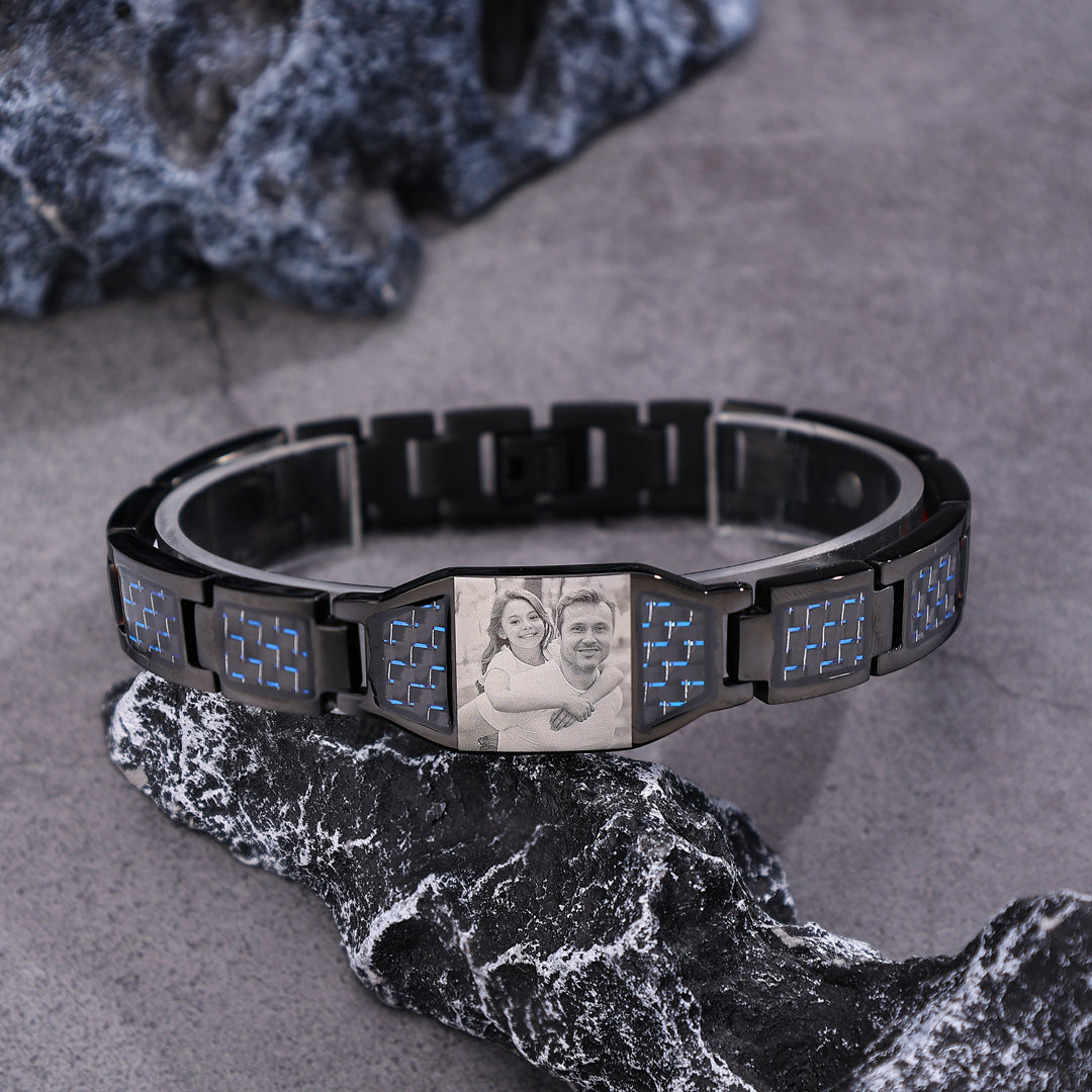 Custom Men Magnetic Bracelet Personalized Photo Bracelet for Him