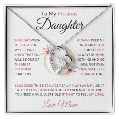 To My Daughter Heart Necklace Mom to Daughter Necklace - Always Keep Me In Your Heart