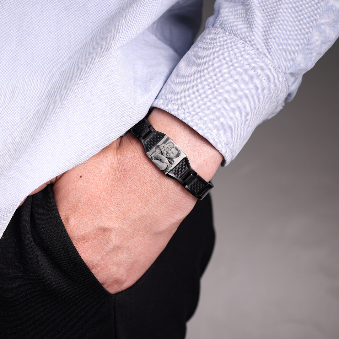 Custom Men Magnetic Bracelet Personalized Photo Bracelet for Him