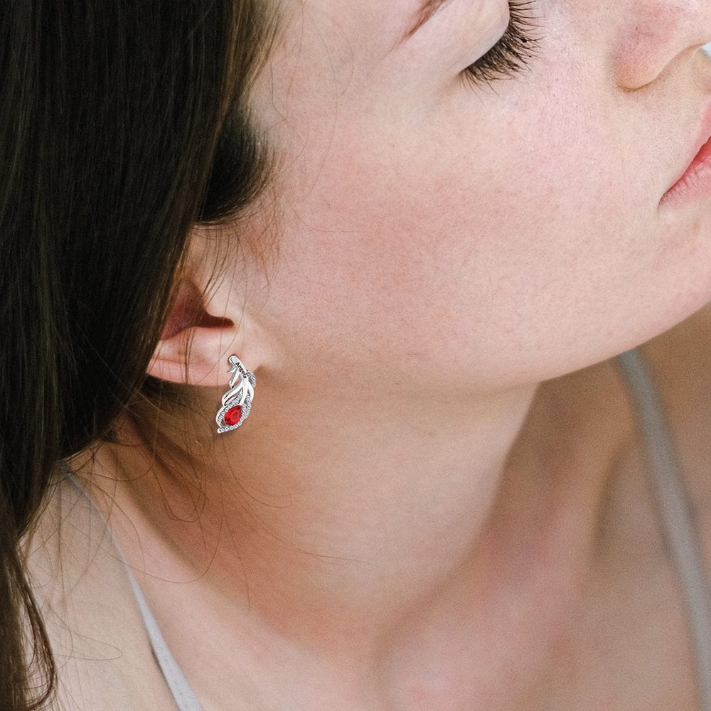 Mother's Day Gift Feather Shaped Custom Birthstone Earring