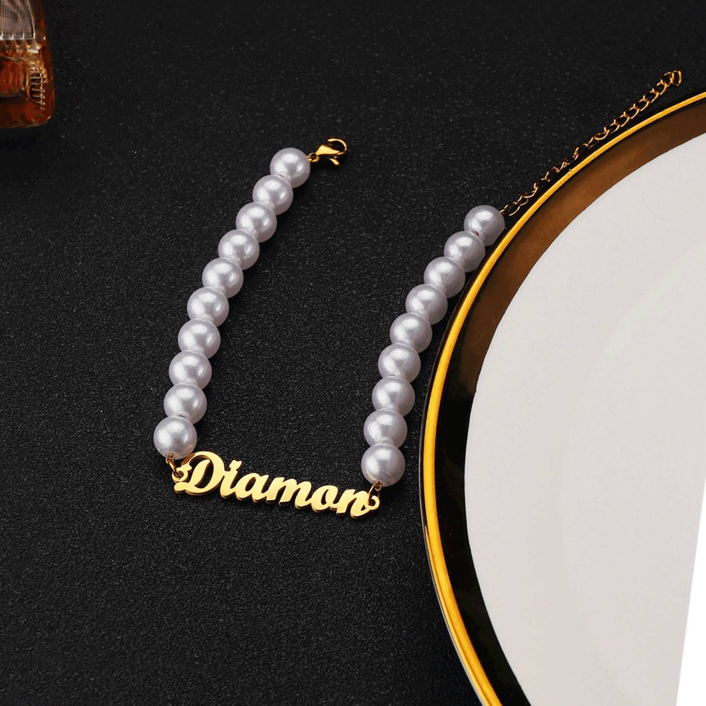 Luxury Personalized Custom Name Pearl Bracelet 