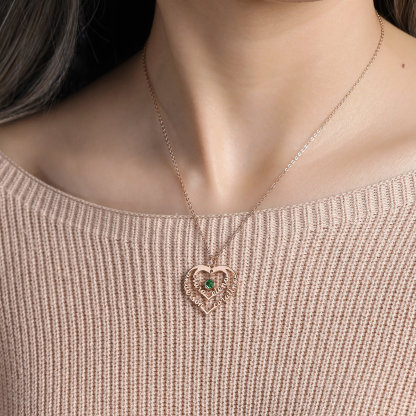 Personalized Mom Heart Name Necklace With Birthstone