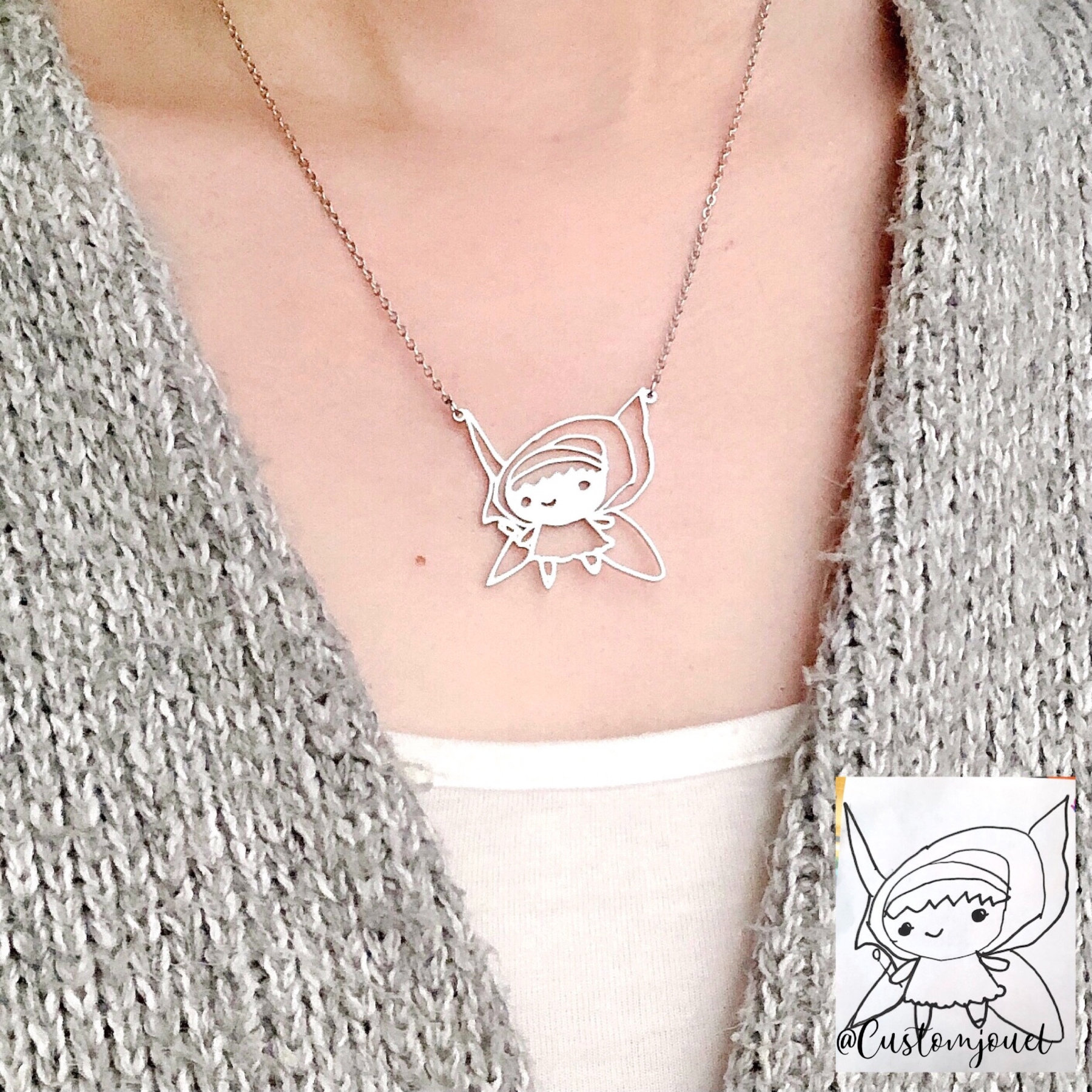 Christmas Gift Kids Custom Painting Necklace