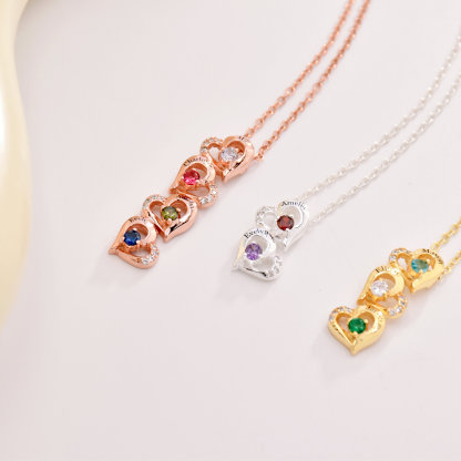 Personalized Heart Family Necklace For Mom with Birthstone