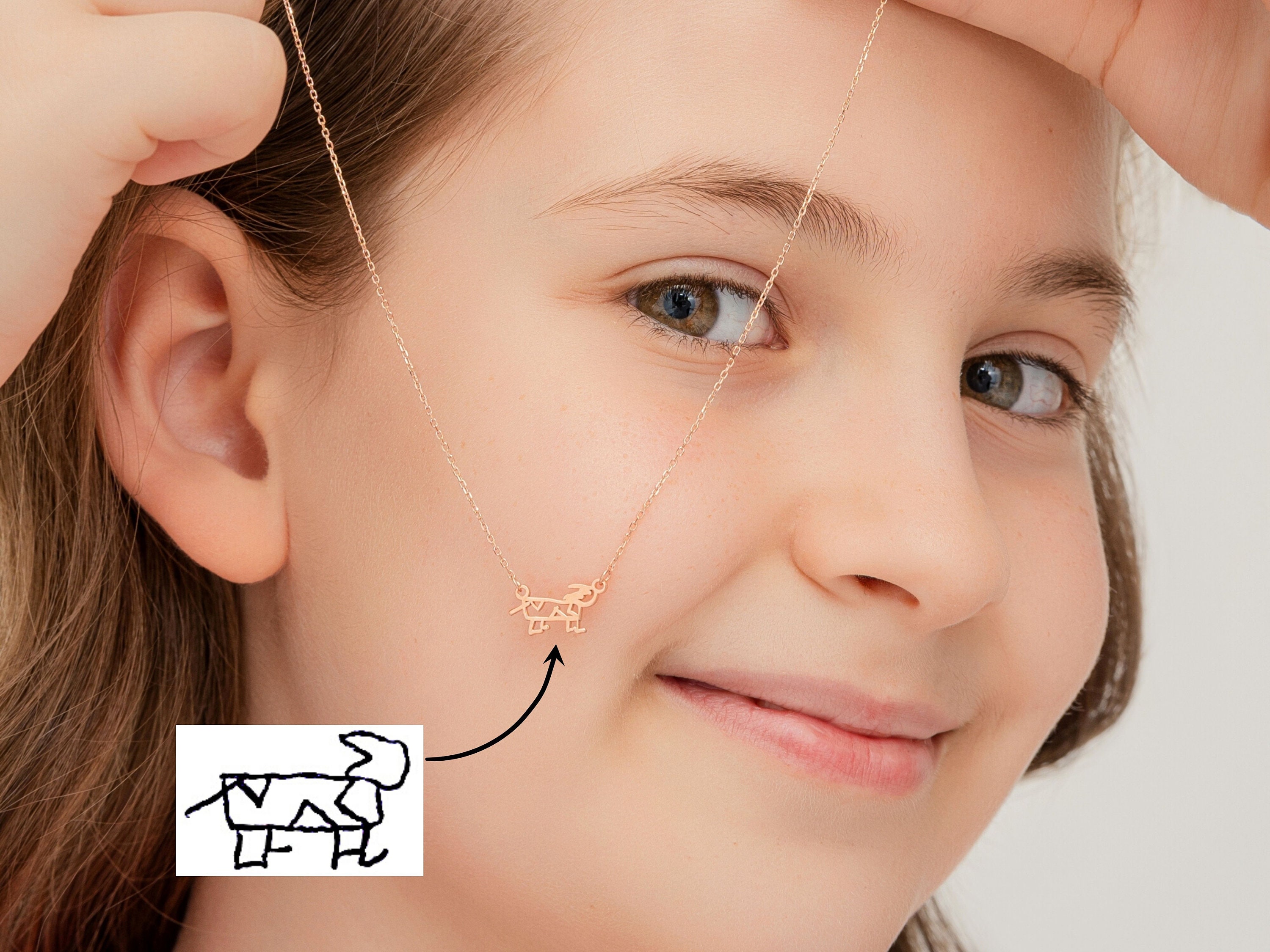 Christmas Gift Memorial Kids Drawing Necklace • Your Children's Actual Artwork Necklace