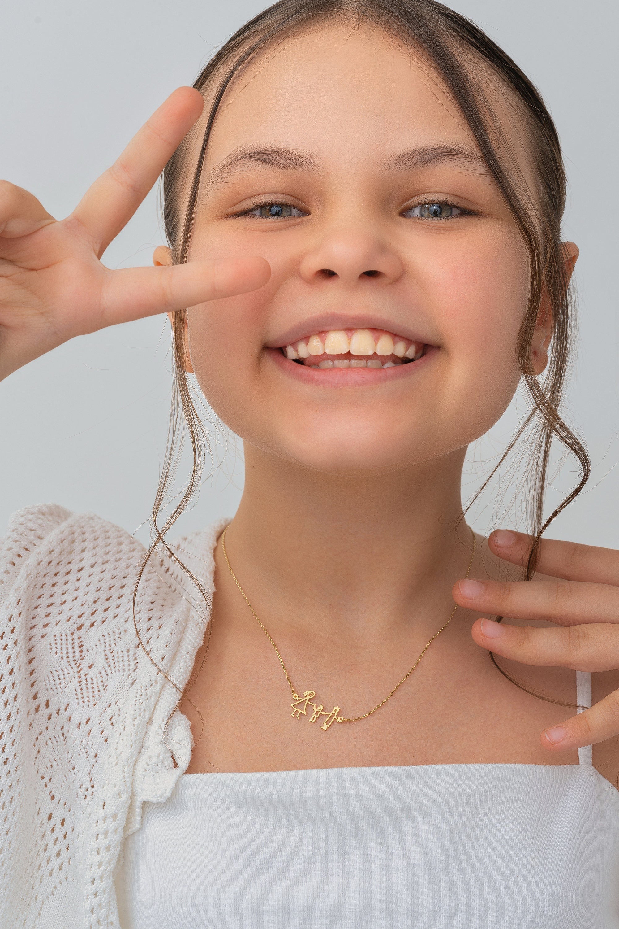 Christmas Gift Memorial Kids Drawing Necklace • Your Children's Actual Artwork Necklace