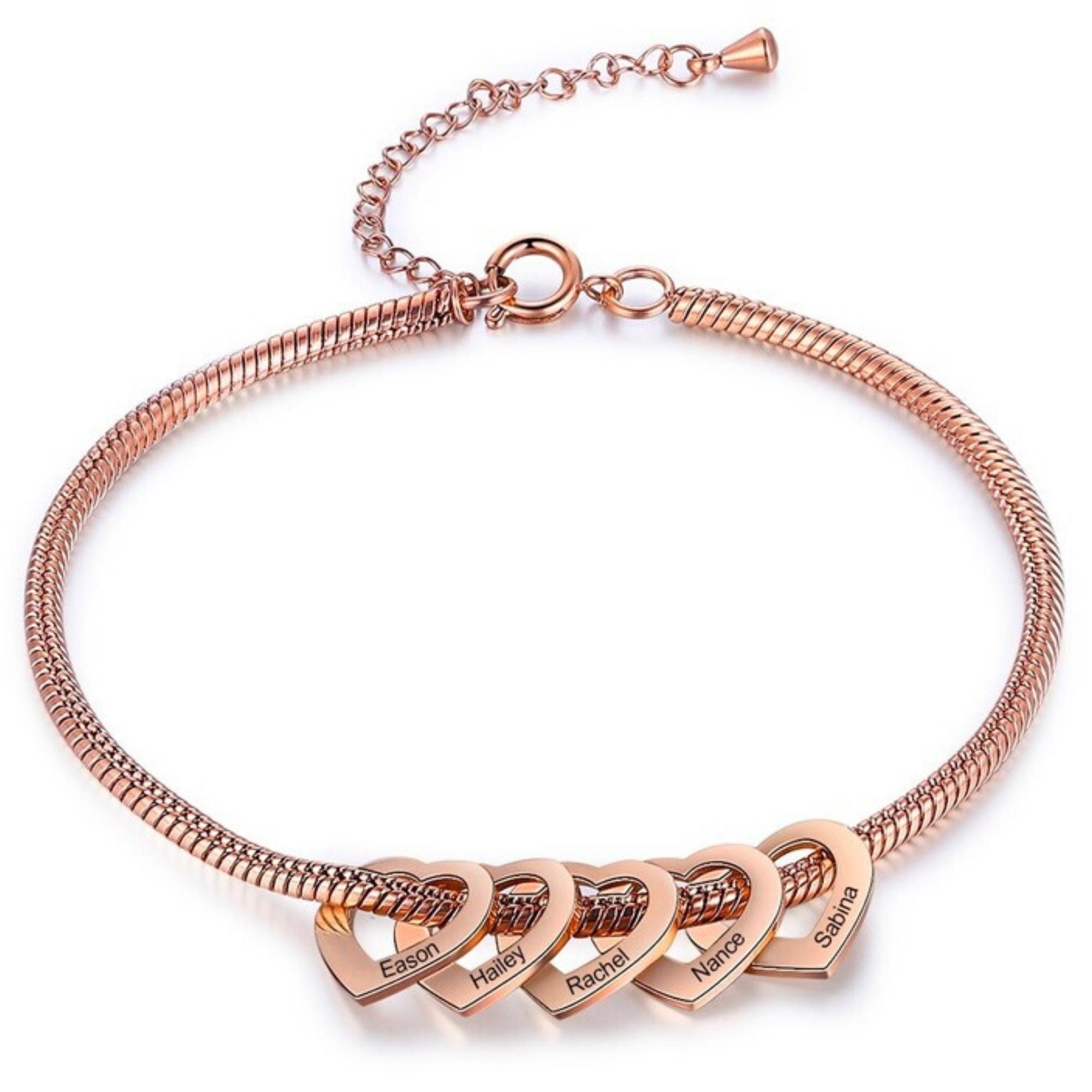 Personalized Hearts Bracelet for Mom with Kids Names